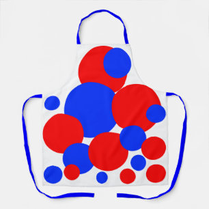 Rode, witte en blauwe pokkendots schort