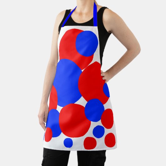 Rode, witte en blauwe pokkendots schort (Insitu)