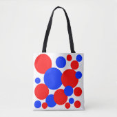 Rode, witte en blauwe pokkendots tote bag (Voorkant)