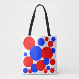 Rode, witte en blauwe pokkendots tote bag