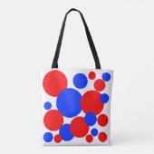 Rode, witte en blauwe pokkendots tote bag (Achterkant)