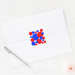 Rode, witte en blauwe pokkendots vierkante sticker