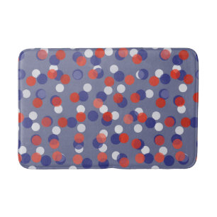 rode, witte en blauwe polka stippen badmat