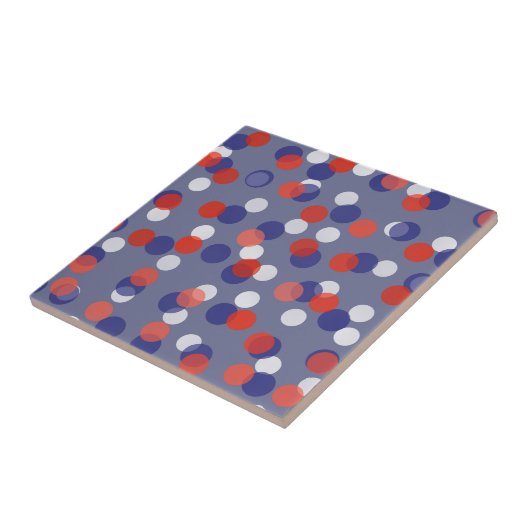rode, witte en blauwe polka stippen tegeltje (Zijkant)