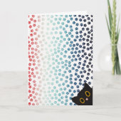 Rode Witte en Blauwe Pootjes Grappige Zwarte Kat V Kaart (Voorkant)