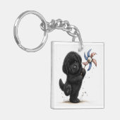 Rode witte en blauwe puppy windmolen  sleutelhanger (Voorkant Links)