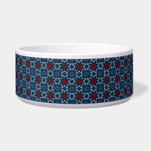 Rode, witte en blauwe Pysanky hond Voerbakje