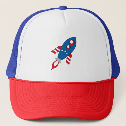 Rode witte en blauwe Raket Schattig Trucker Pet (Voorkant)