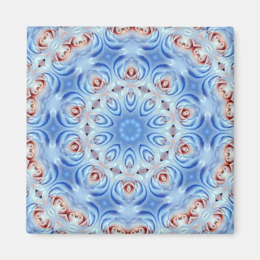 Rode witte en blauwe rozen abstracte magneet (Voorkant)
