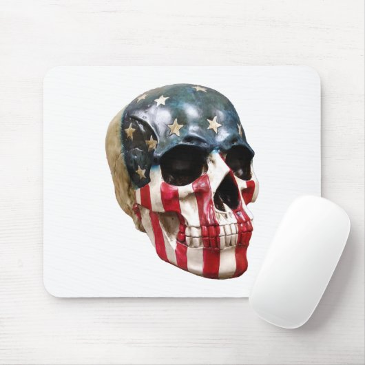 Rode Witte en blauwe schedel Muismat (Met muis)