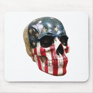 Rode Witte en blauwe schedel Muismat