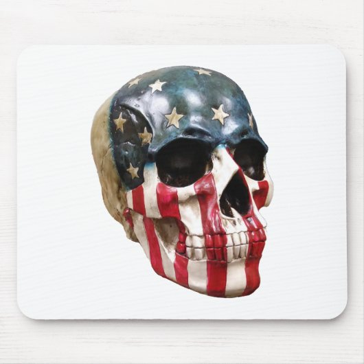 Rode Witte en blauwe schedel Muismat (Voorkant)