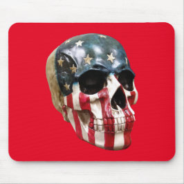 Rode Witte en blauwe schedel Muismat