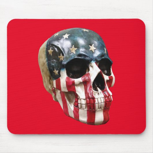 Rode Witte en blauwe schedel Muismat (Voorkant)