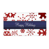 Rode witte en blauwe sneeuwvloklabels etiket (Voorkant)