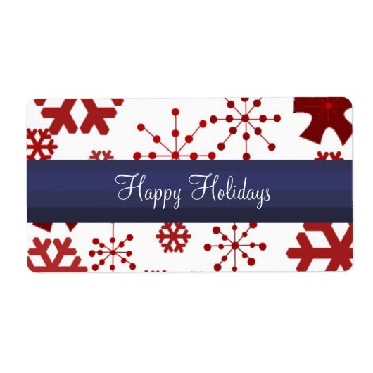 Rode witte en blauwe sneeuwvloklabels etiket (Voorkant)