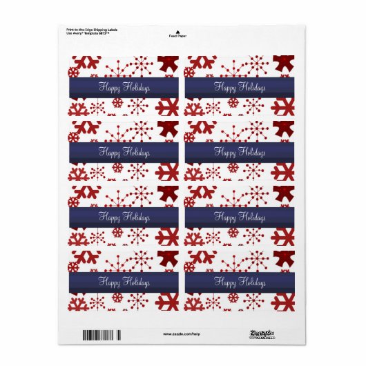 Rode witte en blauwe sneeuwvloklabels etiket (Full Sheet)