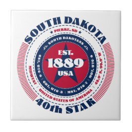 Rode, witte en blauwe South Dakota keramische Tege Tegeltje