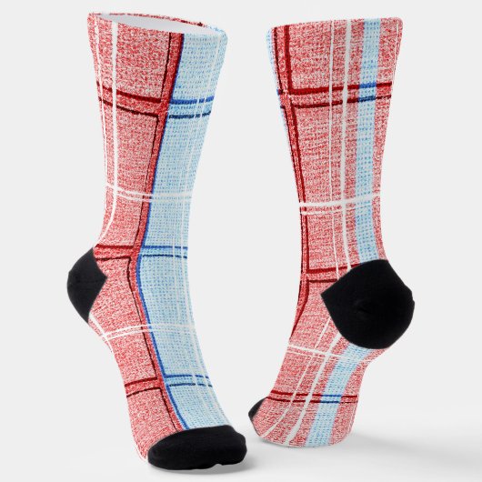 Rode, witte en blauwe  speldenkluiers sokken (Gebogen)