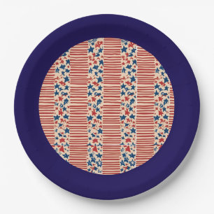 Rode Witte en Blauwe Stars en Stripes 4 juli Papieren Bordje