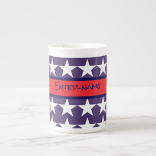 Rode Witte en Blauwe Stars en Stripes 4 juli Porselein Kop