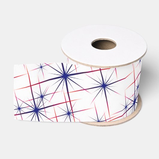 Rode witte en blauwe sterontploffingen grosgrain lint (Spoel)