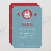 Rode Witte en Blauwe Sterren 4 juli Uitnodigingen (Voorkant / Achterkant)