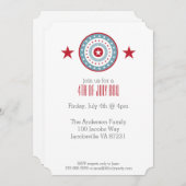 Rode Witte en Blauwe Sterren 4 juli Uitnodigingen (Voorkant / Achterkant)