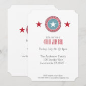 Rode Witte en Blauwe Sterren 4 juli Uitnodigingen (Voorkant / Achterkant)