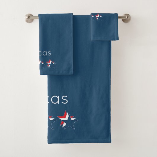 Rode witte en blauwe sterren bad handdoek (Insitu)