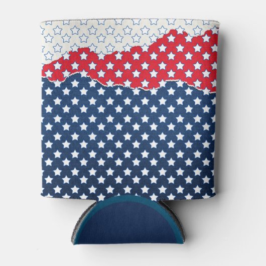 Rode witte en blauwe sterren blikjeskoeler (Voorkant)