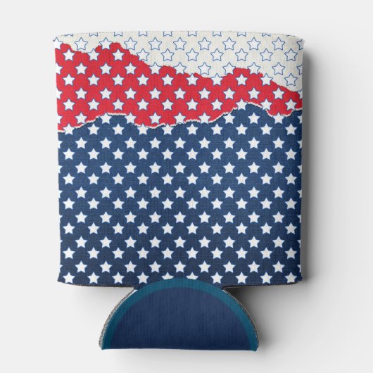 Rode witte en blauwe sterren blikjeskoeler (Achterkant)