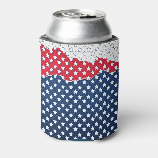 Rode witte en blauwe sterren blikjeskoeler (Blikje Achterkant)