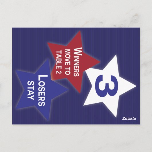 Rode, witte en blauwe sterren Bunco tafel Kaart #3 (Achterkant)