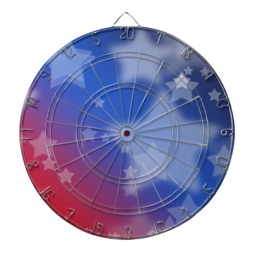 Rode, Witte en Blauwe Sterren Dartbord (Voorkant)