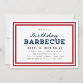 Rode witte en blauwe sterren elke leeftijd verjaar kaart (Voorkant)