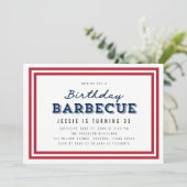 Rode witte en blauwe sterren elke leeftijd verjaar kaart (Staand voorkant)