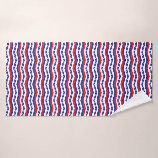 Rode witte en blauwe sterren en strepen Chevron Badhanddoek (Badhanddoek)