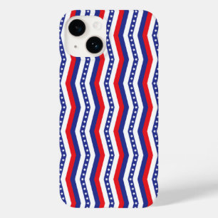 Rode witte en blauwe sterren en strepen Chevron Case-Mate iPhone 14 Hoesje