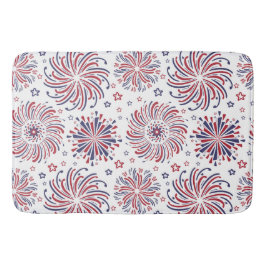 Rode witte en blauwe sterren en vuurwerk badmat