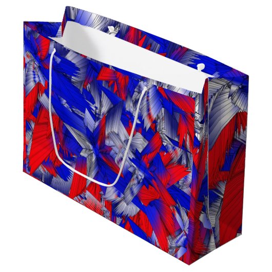 Rode Witte en Blauwe Sterren Groot Cadeauzakje (Voorkant Gekanteld)