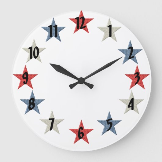 Rode witte en blauwe sterren grote klok (Voorkant)