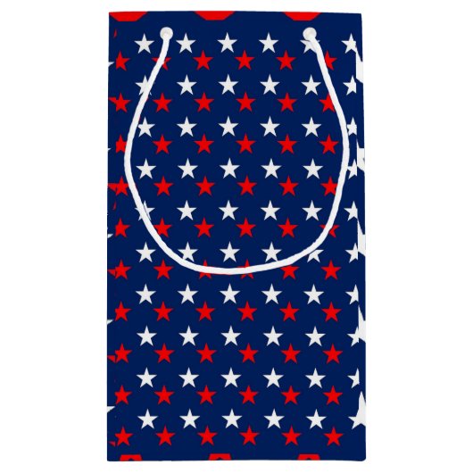 Rode witte en blauwe sterren  klein cadeauzakje (Achterkant)