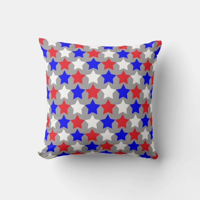 Rode witte en blauwe sterren kussen (Voorkant)