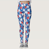 Rode witte en blauwe sterren leggings (Voorkant)