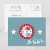 Rode Witte en Blauwe sterren op 4 juli Briefkaarte Briefkaart (Voorkant / Achterkant)