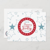 Rode Witte en Blauwe sterren op 4 juli Briefkaarte Briefkaart (Voorkant / Achterkant)