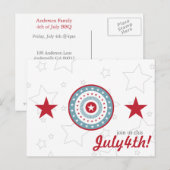 Rode Witte en Blauwe sterren op 4 juli Briefkaarte Briefkaart (Voorkant / Achterkant)