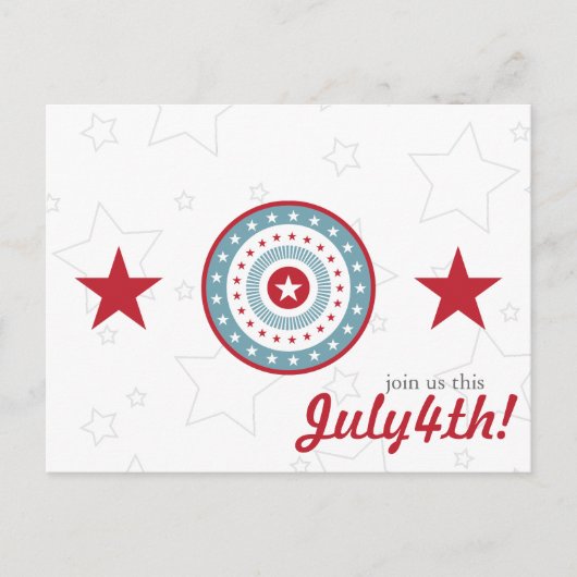 Rode Witte en Blauwe sterren op 4 juli Briefkaarte Briefkaart (Voorkant)