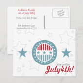 Rode Witte en Blauwe sterren op 4 juli Briefkaarte Briefkaart (Voorkant / Achterkant)